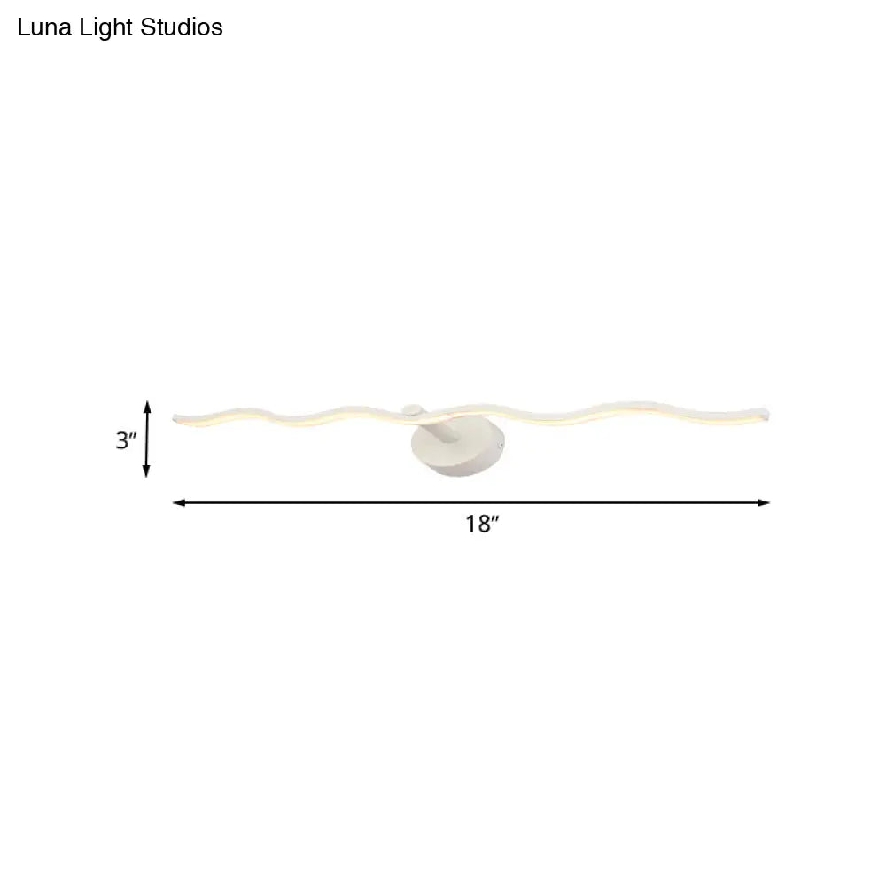 Simplicity Led Acrylic Wall Sconce Vanity Light 18/26.5 L White Wave Design For Bathroom