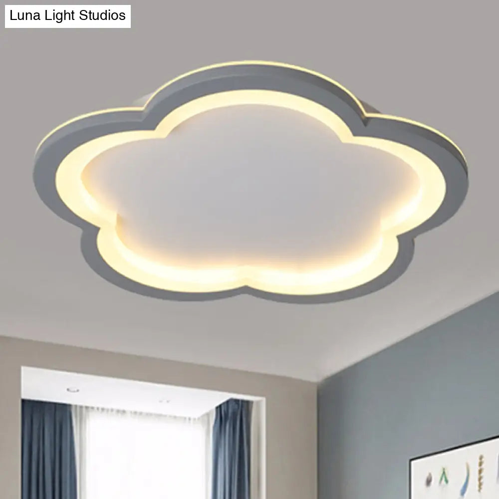 Simplicity Led Ceiling Light Fixture With Acrylic Diffuser- Flower Metal Flush In White/Warm