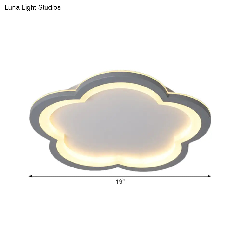 Simplicity Led Ceiling Light Fixture With Acrylic Diffuser- Flower Metal Flush In White/Warm