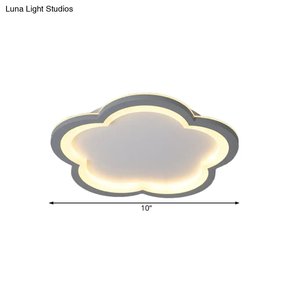 Simplicity Led Ceiling Light Fixture With Acrylic Diffuser- Flower Metal Flush In White/Warm