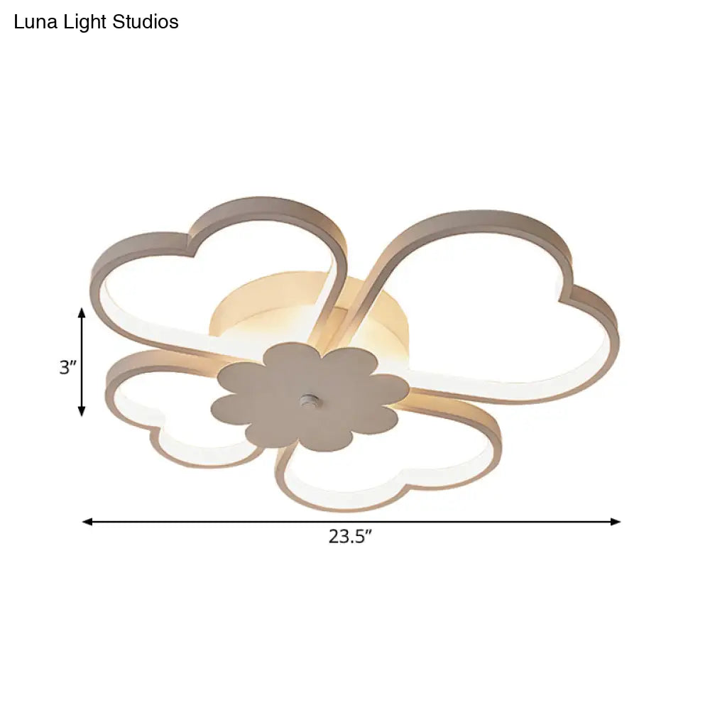 Simplicity Led Flower Ceiling Light In White/Brown - 19.5’/23.5’ Wide Warm/White/Natural