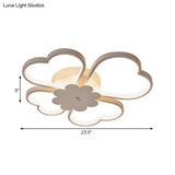 Simplicity Led Flower Ceiling Light In White/Brown - 19.5’/23.5’ Wide Warm/White/Natural