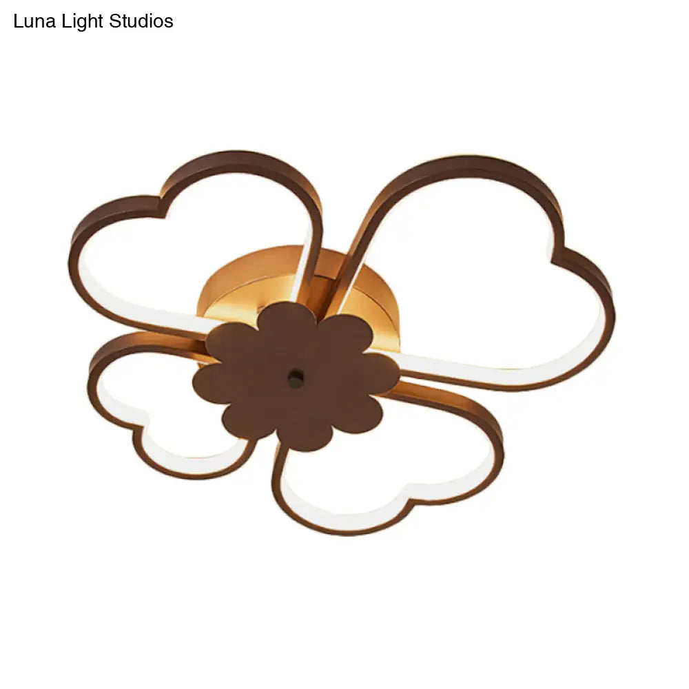 Simplicity Led Flower Ceiling Light In White/Brown - 19.5’/23.5’ Wide Warm/White/Natural