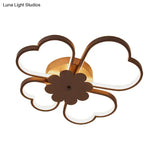Simplicity Led Flower Ceiling Light In White/Brown - 19.5’/23.5’ Wide Warm/White/Natural