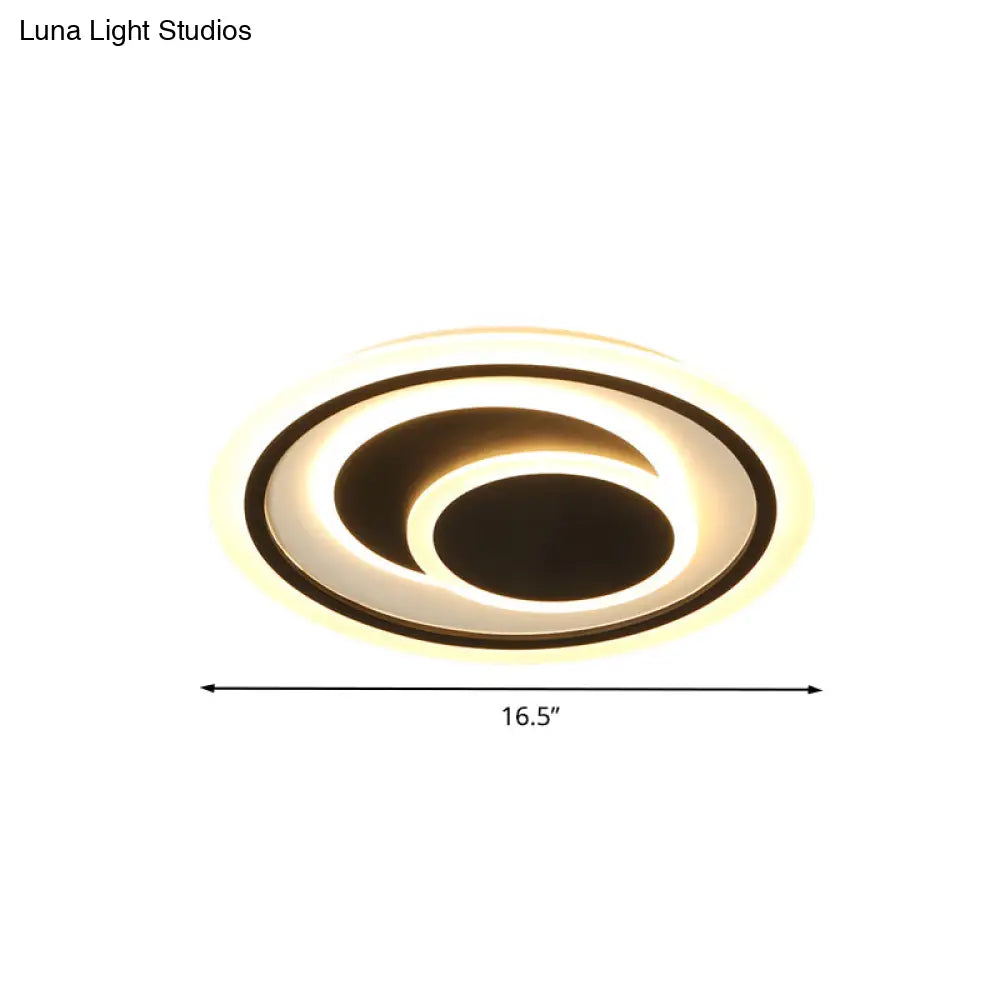 Simplicity Led Flush Mount Ceiling Light Fixture With Acrylic Shade - Black 3 Rings 16.5’/20.5’
