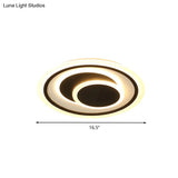 Simplicity Led Flush Mount Ceiling Light Fixture With Acrylic Shade - Black 3 Rings 16.5’/20.5’