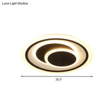 Simplicity Led Flush Mount Ceiling Light Fixture With Acrylic Shade - Black 3 Rings 16.5’/20.5’