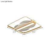Simplicity Led Flush Mount Gold Bar Decor Ceiling Light With Metallic Shade Warm/White 18/21.5 Wide