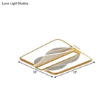 Simplicity Led Flush Mount Gold Bar Decor Ceiling Light With Metallic Shade Warm/White 18/21.5 Wide