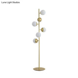 Simplicity Led Gold Floor Reading Lamp With Metal Ball Shape Stand For Living Room