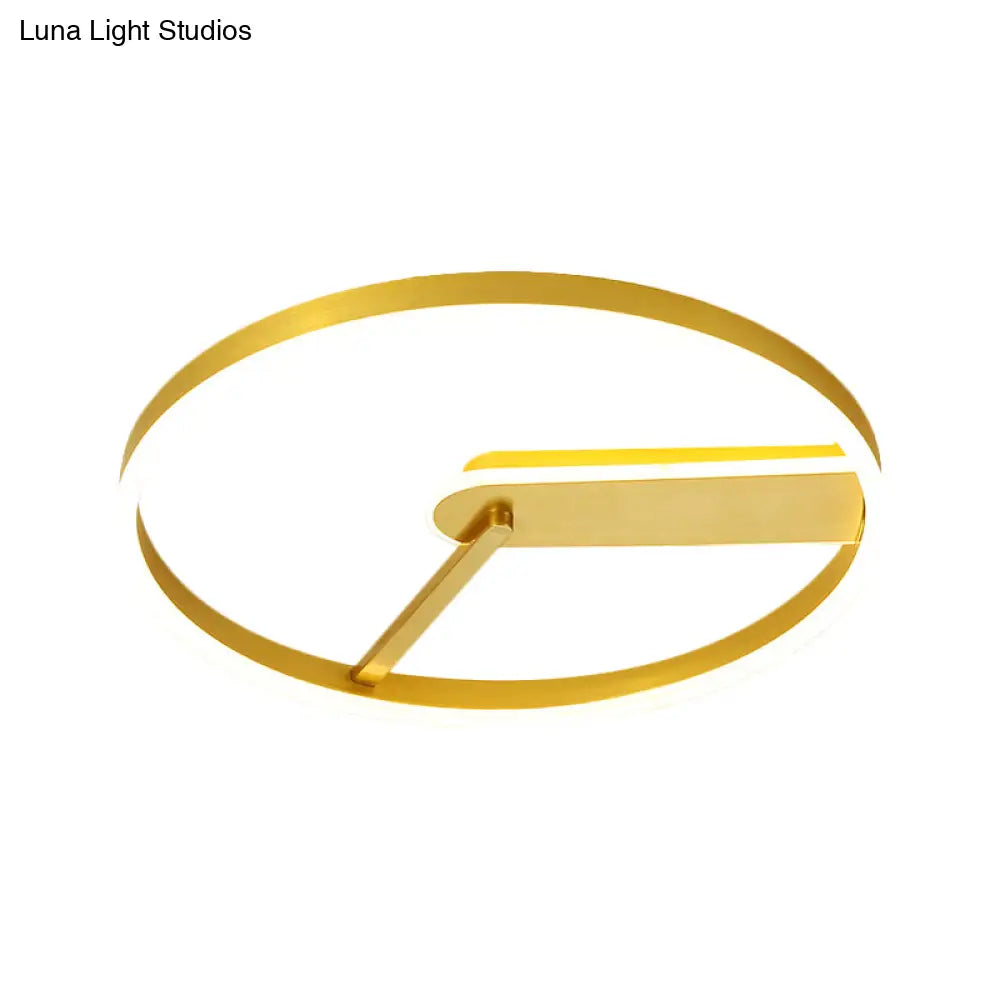 Simplicity Led Gold Flush Mount Lamp With Metallic Shade 16’/19.5’ Wide – Warm/White Light