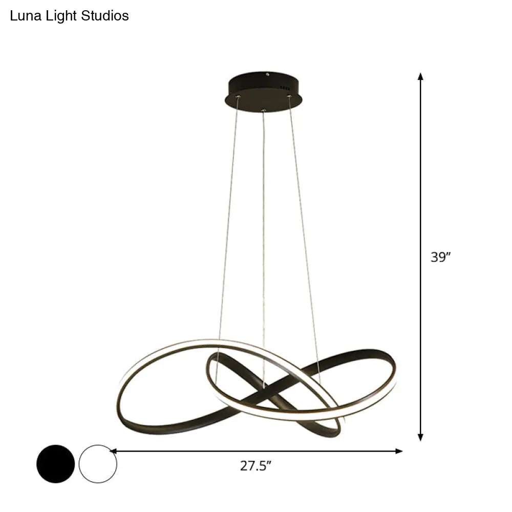 Simplicity Led Hanging Chandelier - 19.5’/27.5’ Wide Black/White Twisted Pendant Lamp With