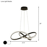 Simplicity Led Hanging Chandelier - 19.5’/27.5’ Wide Black/White Twisted Pendant Lamp With