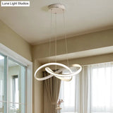 Simplicity Led Hanging Chandelier - 19.5’/27.5’ Wide Black/White Twisted Pendant Lamp With