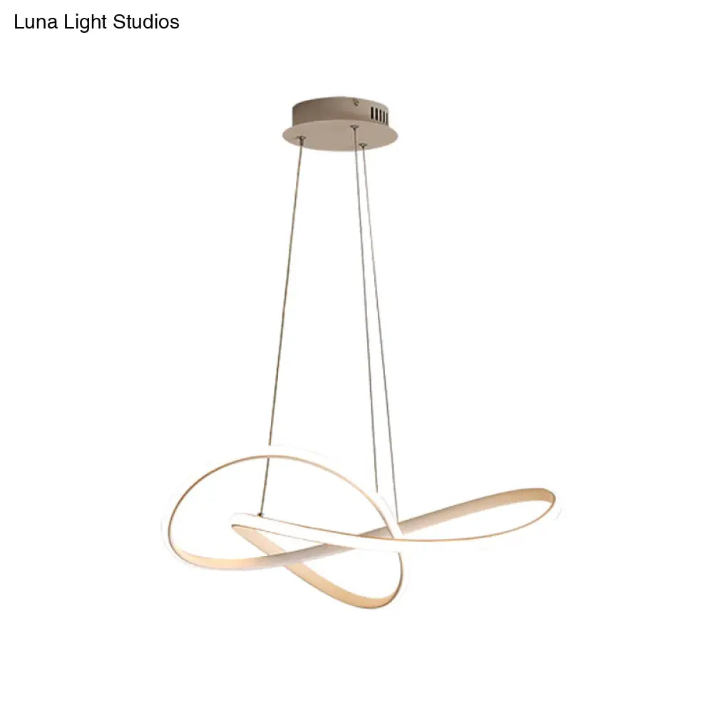 Simplicity Led Hanging Chandelier - 19.5’/27.5’ Wide Black/White Twisted Pendant Lamp With