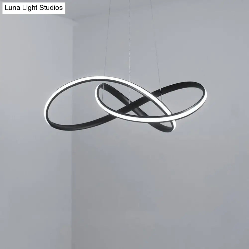 Simplicity Led Hanging Chandelier - 19.5’/27.5’ Wide Black/White Twisted Pendant Lamp With