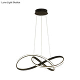 Simplicity Led Hanging Chandelier - 19.5’/27.5’ Wide Black/White Twisted Pendant Lamp With