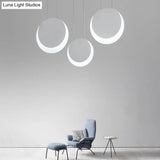 Simplicity Led Pendant Light With White Suspension And Crescent Shaped Acrylic Shade In Warm/White