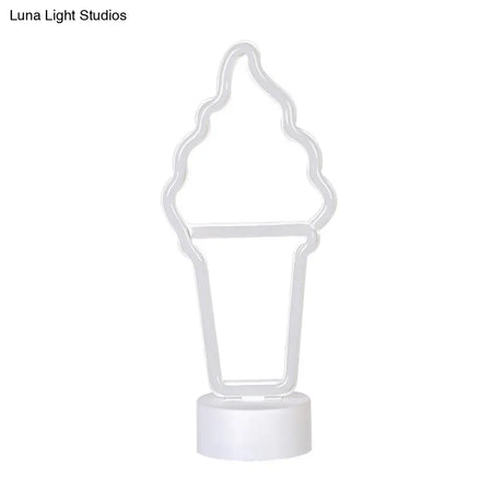 Simplicity Led White Wall Night Light For Ice Cream Lovers - Battery Powered
