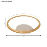 Simplicity Loop Wood Flush Led Ceiling Mount Light Fixture With Out Glow Design - 13’/17’ Dia