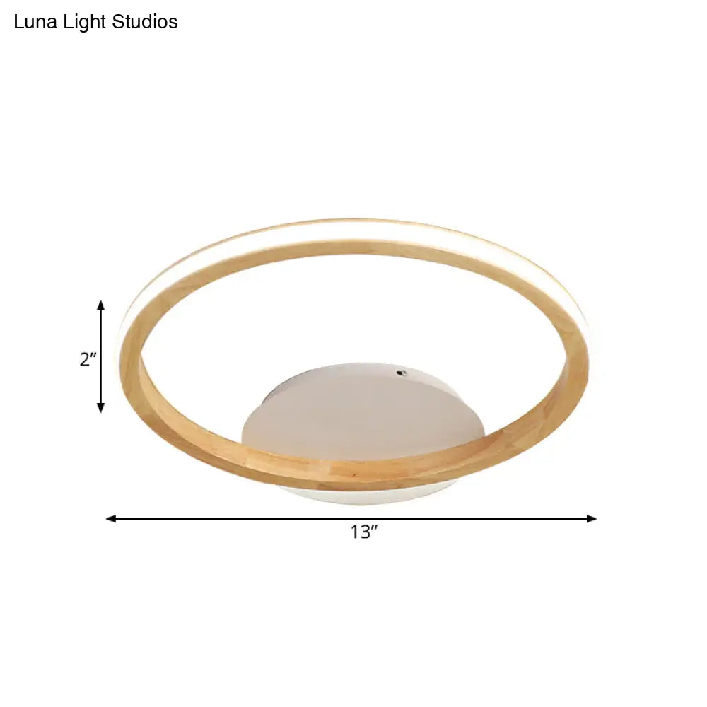 Simplicity Loop Wood Flush Led Ceiling Mount Light Fixture With Out Glow Design - 13’/17’ Dia