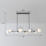 Simplicity Opal Glass Molecular Island Suspension Light For Dining Rooms 8 / Black