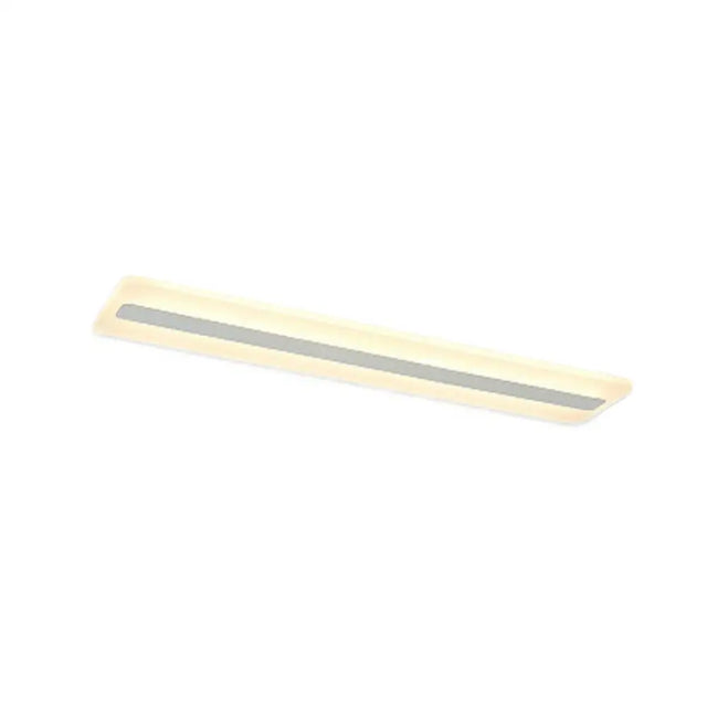 Simplicity Rectangle Led Flush Mount Light - Acrylic Living Room Ceiling Fixture In White