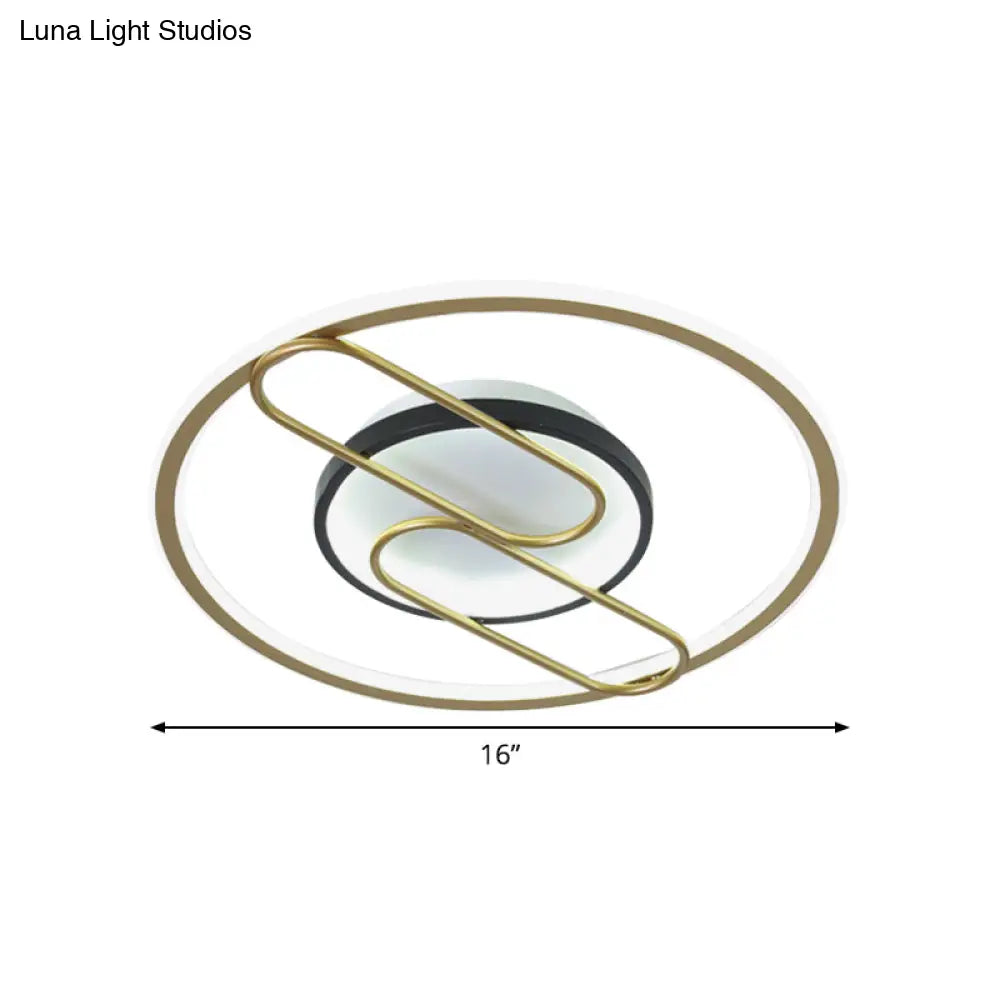 Simplicity Ring And Oval Led Ceiling Light In Gold 16’/19.5’ Wide - Ideal For Sleeping Rooms