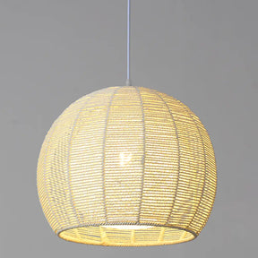 Simplicity Single Light Japanese Pendant Lamp With Double Rattan Shade - Beige/Coffee Beige / 12