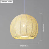 Simplicity Single Light Japanese Pendant Lamp With Double Rattan Shade - Beige/Coffee