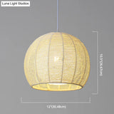 Simplicity Single Light Japanese Pendant Lamp With Double Rattan Shade - Beige/Coffee