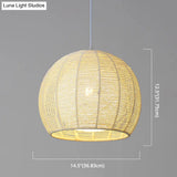 Simplicity Single Light Japanese Pendant Lamp With Double Rattan Shade - Beige/Coffee