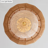 Simplicity Single Light Japanese Pendant Lamp With Double Rattan Shade - Beige/Coffee