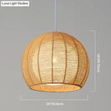 Simplicity Single Light Japanese Pendant Lamp With Double Rattan Shade - Beige/Coffee