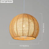 Simplicity Single Light Japanese Pendant Lamp With Double Rattan Shade - Beige/Coffee