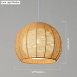 Simplicity Single Light Japanese Pendant Lamp With Double Rattan Shade - Beige/Coffee