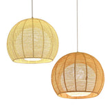 Simplicity Single Light Japanese Pendant Lamp With Double Rattan Shade - Beige/Coffee