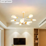 Simplicity Teardrop Ceiling Flush Clear Glass 10 - Light Semi In White With Wooden Cap