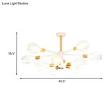 Simplicity Teardrop Ceiling Flush Clear Glass 10 - Light Semi In White With Wooden Cap