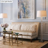 Simplicity White Fabric Floor Lamp With Crystal Accent - Elegant Stand Up Light For Living Room