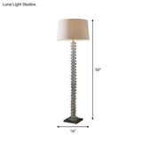 Simplicity White Fabric Floor Lamp With Crystal Accent - Elegant Stand Up Light For Living Room