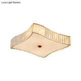 Simplicity White Flush Mount Lamp With Clear Crystal Shade - 6 Lights