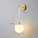 Simplicity White Glass Wall Sconce - Brass Finish Bedroom Light Fixture With 1 Bulb / 6