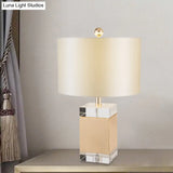 Simplicity White Nightstand Lamp With Fabric Shade - Ideal Bedroom Task Light