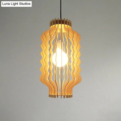 Simplicity Wood 1-Light Restaurant Pendant Light Fixture With Shaded Suspension
