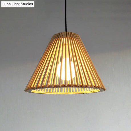 Simplicity Wood 1-Light Restaurant Pendant Light Fixture With Shaded Suspension