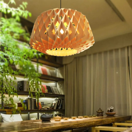 Simplicity Wood 1-Light Restaurant Pendant Light Fixture With Shaded Suspension / B