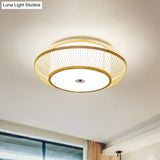 Simplicity Wood Flush Mount Bedroom Lighting - Bamboo 1 - Light Lantern Ceiling Light