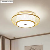 Simplicity Wood Flush Mount Bedroom Lighting - Bamboo 1 - Light Lantern Ceiling Light