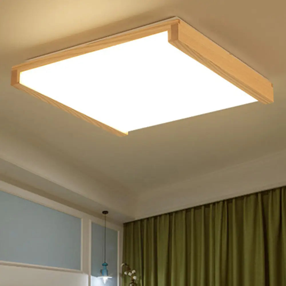 Simplicity Wood Led Flush Mount Ceiling Light For Bedroom